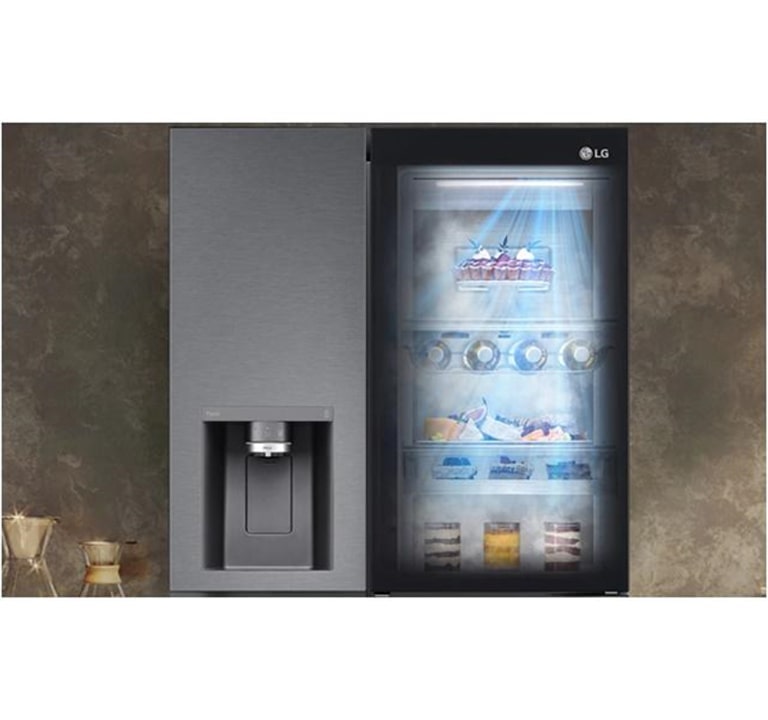 ที่กดน้ำที่บานประตู และระบบ Door Cooling+™ ของตู้เย็น LG InstaView