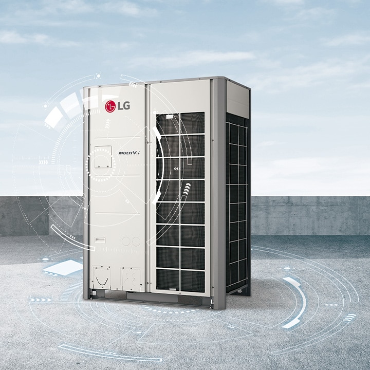 ยูนิต LG MULTI V i พร้อมชิป AI และรูปแบบวงกลมแห่งอนาคต อยู่ในตำแหน่งที่เหมาะสมที่สุดบนพื้นที่หลังคา