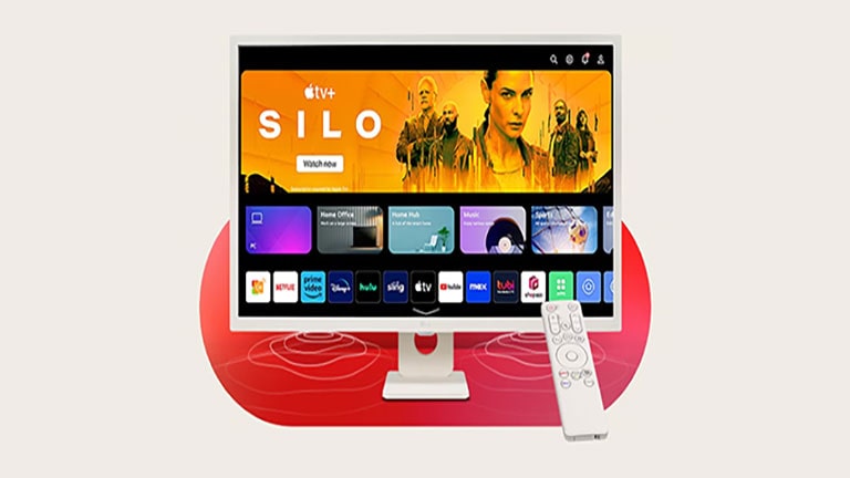 LG Smart Monitor กำลังฉายภาพ Dashboard ของ webOS