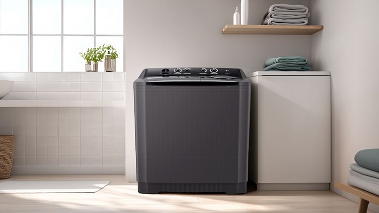 เครื่องซักผ้า 2 ถังสีดำ