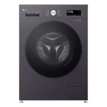 มุมมองด้านหน้าของเครื่องซักผ้าฝาหน้า ความจุ 9 กก รุ่น FB1209S5M สีดำ ระบบ Inverter Direct Drive