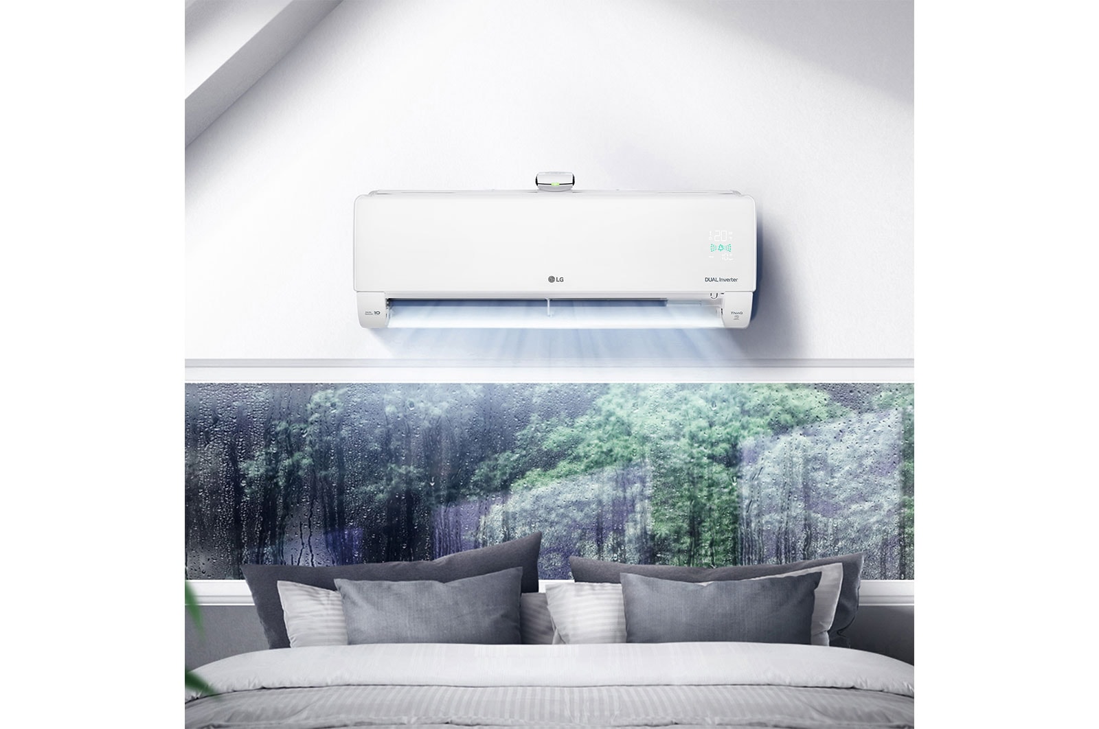 LG แอร์อินเวอร์เตอร์ LG DUALCOOL Puri รุ่น IPQ10R1 ขนาด 8,900 Btu with Air Purification, IPQ10R1