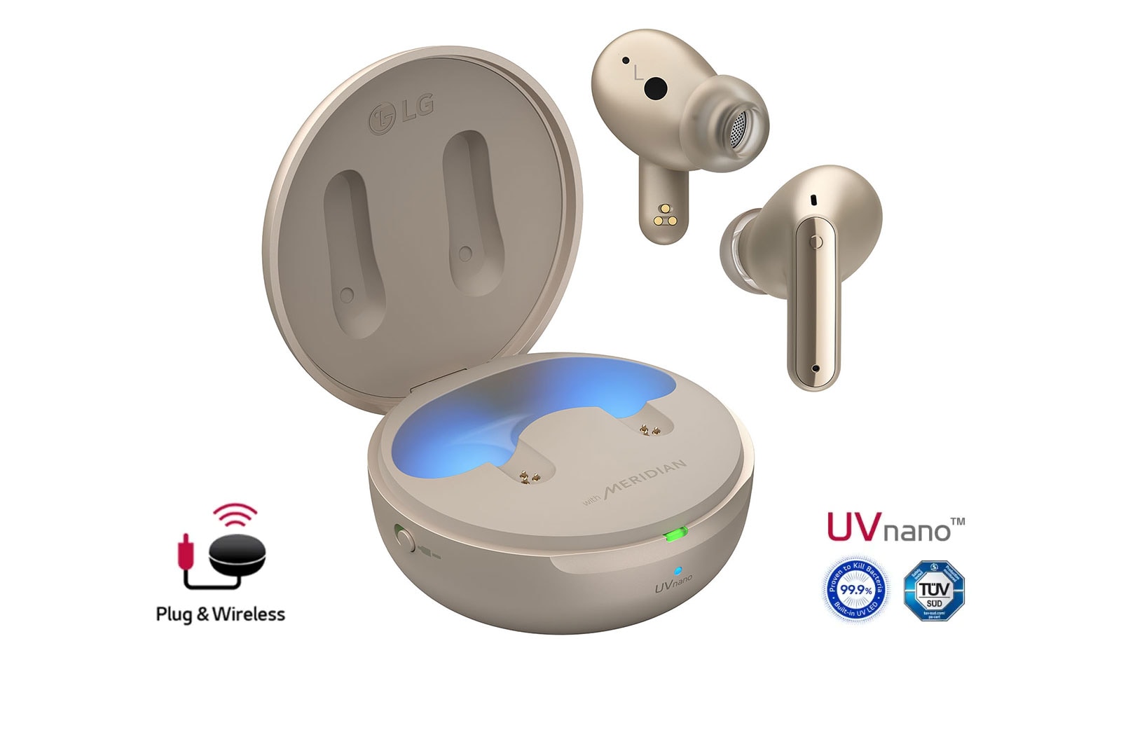 LG TONE Free FP9E-Plug and Wireless True Wireless Bluetooth UVnano Earbuds, TONE-FP9E