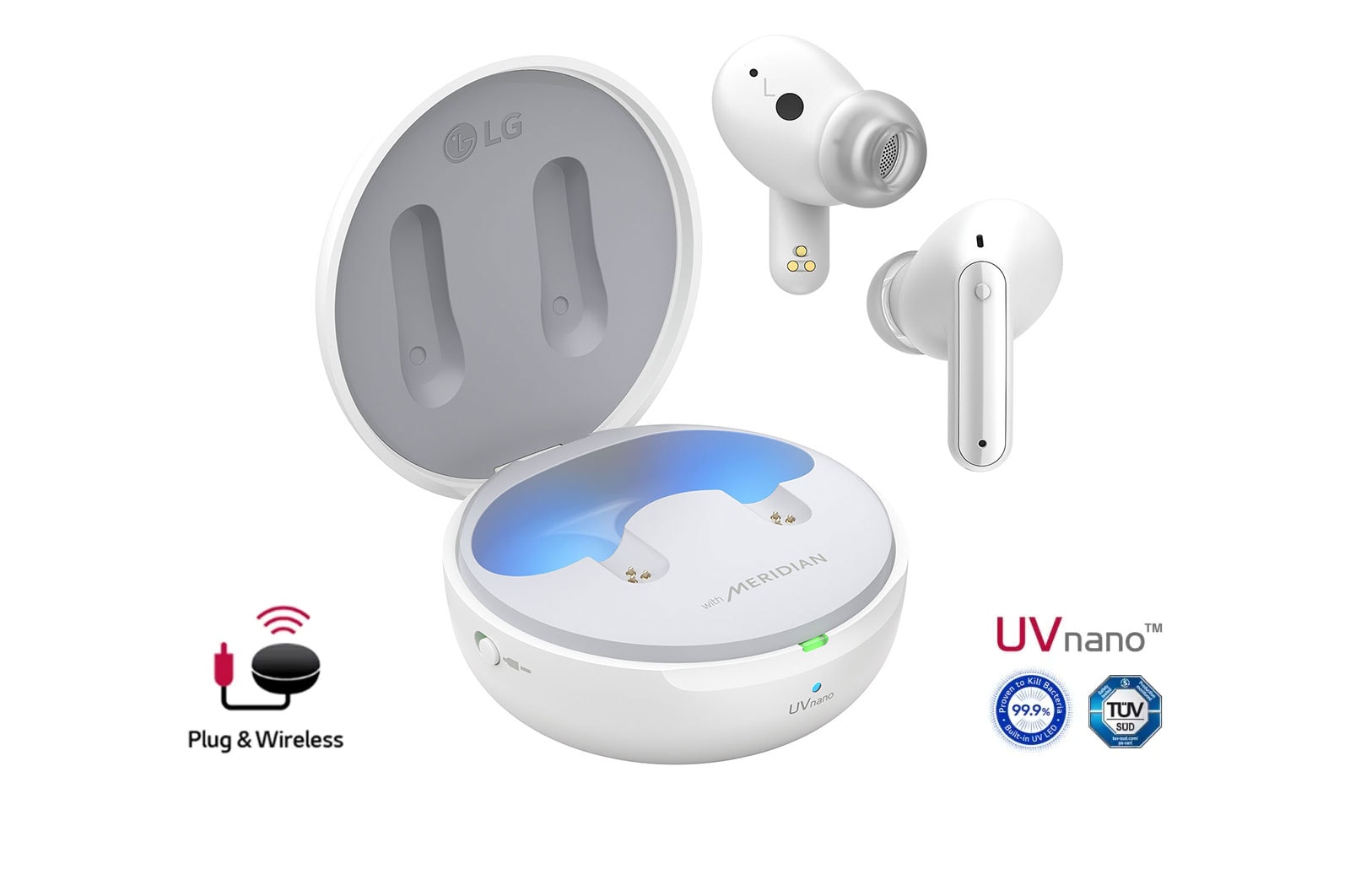 LG TONE Free FP9W-Plug and Wireless True Wireless Bluetooth UVnano Earbuds, TONE-FP9W