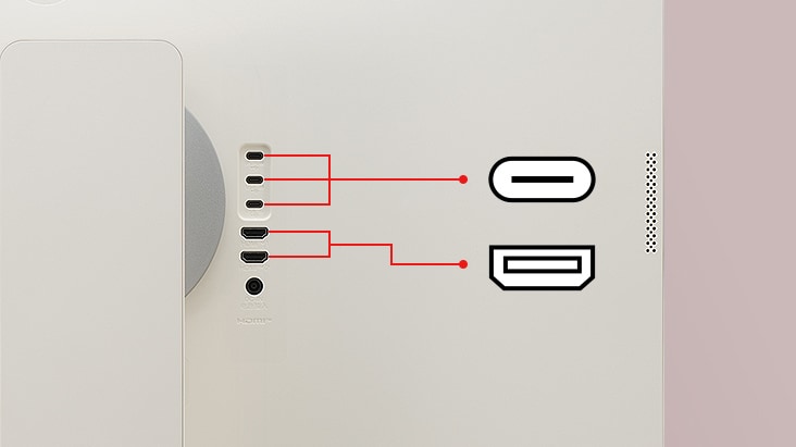 LG MyView Smart Monitor มีพอร์ต USB สองพอร์ตและพอร์ต HDMI สองพอร์ต