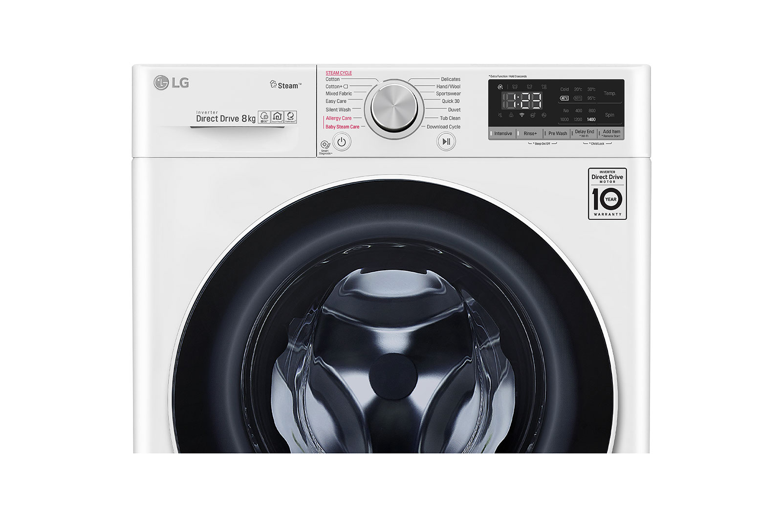 LG  เครื่องซักผ้าฝาหน้า รุ่น FV1408S4W ระบบ AI DD™ ความจุซัก 8 กก. พร้อม Smart WI-FI control ควบคุมสั่งงานผ่านสมาร์ทโฟน, FV1408S4W