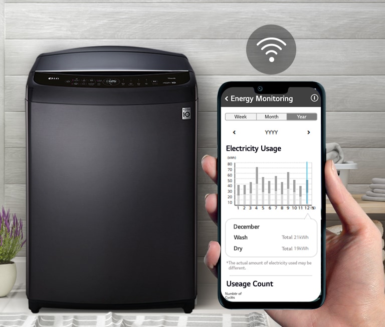 สมาร์ทโฟนและเครื่องซักผ้าสามารถเชื่อมต่อเพื่อตรวจสอบการใช้ไฟได้