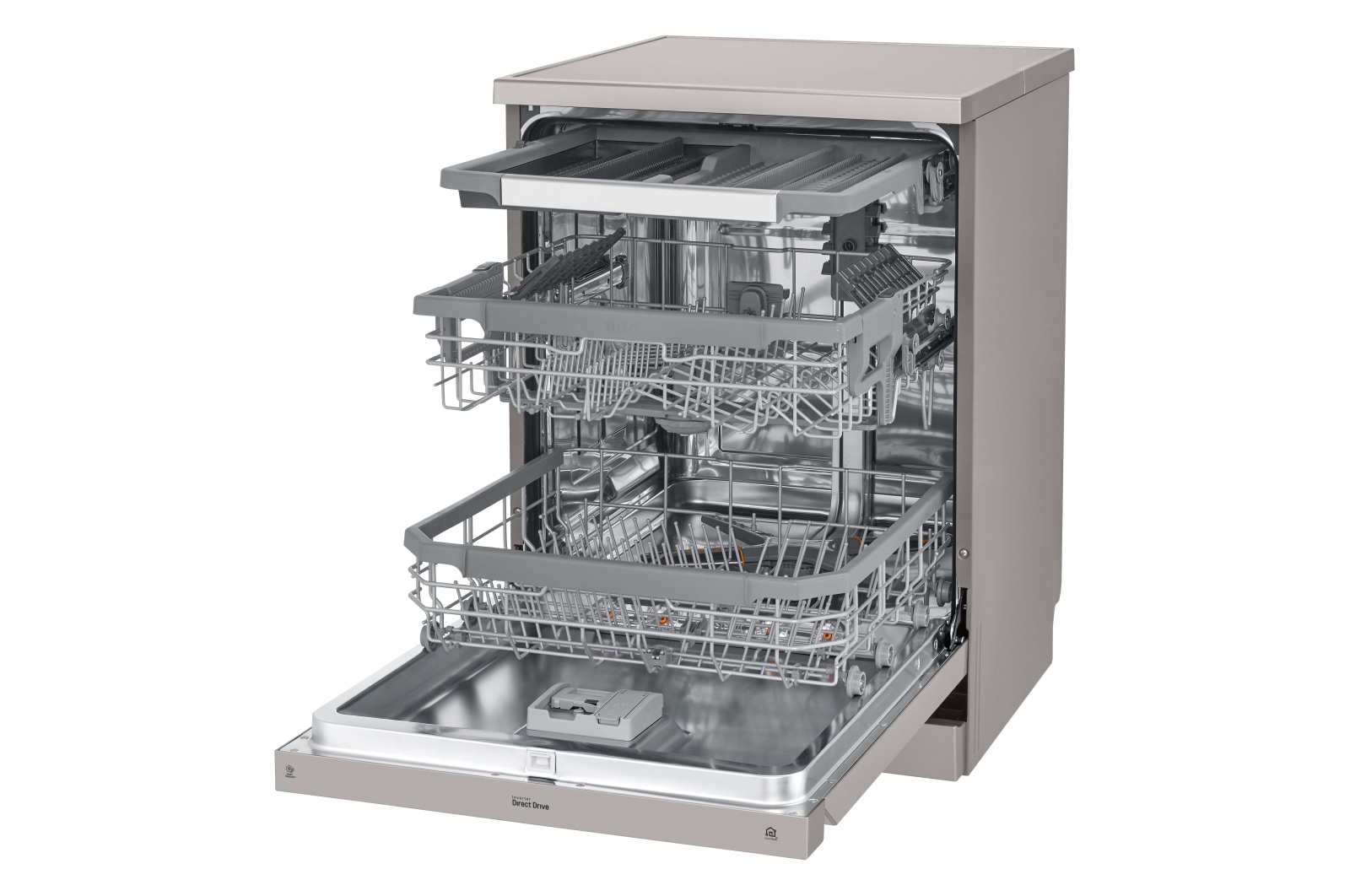 LG Bulaşık Makinesi | QuadWash™ Teknolojisi | 10 Yıl Motor Garantili | 3 Raflı | E Enerji Sınıfı | Metalik Gri Renk, DFC425FP