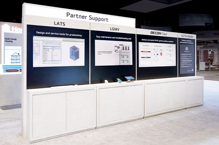 LG, Şikago’da gerçekleştirilen AHR EXPO Fuarı’nda içerisinde LATS, LGMV ve BECON Cloud hizmetinin yer aldığı ortaklara yönelik destek sistemi sağladı.