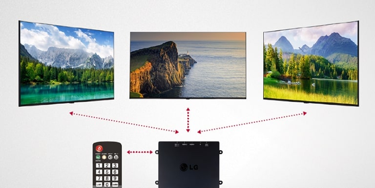 LG Ticari televizyonları kontrol eden, uzaktan kumandalı bir set üstü kutu.