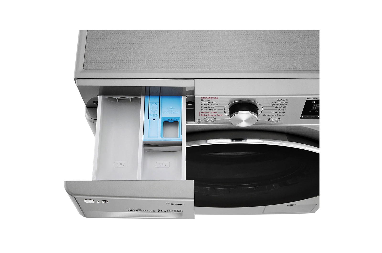 LG Çamaşır Makinesi 9 Kg Yıkama 1400 Devir Buharlı Steam™ WiFi D Enerji Metalik Gri, F4R5VYW2T