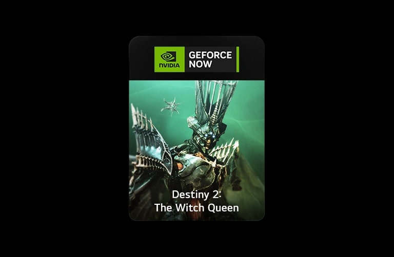 Görüntü kutucuğunda GeForce NOW'un logosu ve oyun görüntüsü bulunur.