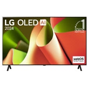 LG OLED TV, OLED B4’ün önden görünümü. Ekranda 2 kutuplu stand ile 11 Yıldır Dünyanın 1 Numaralı OLED’i amblemi ve webOS Re:New Program logosu.