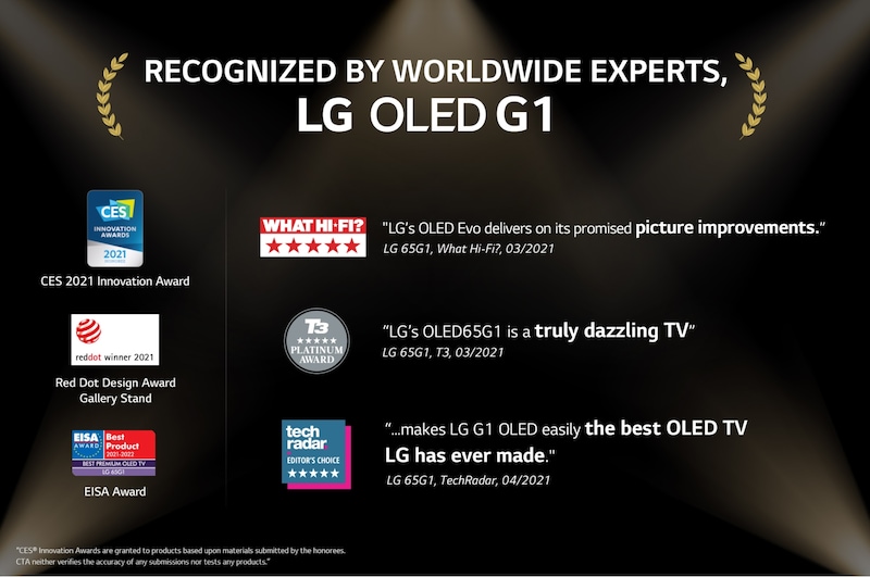 LG OLED evo 65 inç G1 Serisi Galeri Tasarımı 4K Smart TV, OLED65G16LA