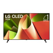 LG OLED TV, OLED B4’ün önden görünümü. Ekranda 2 kutuplu stand ile 11 Yıldır Dünyanın 1 Numaralı OLED’i amblemi ve webOS Re:New Program logosu.