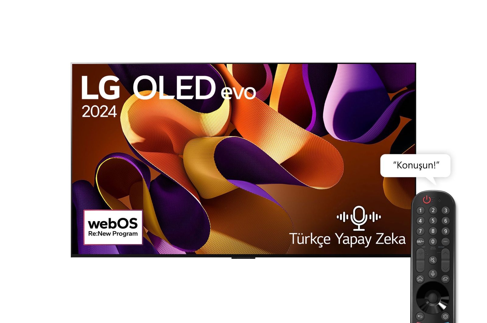 LG OLED evo TV, OLED G4’ün önden görünümü. Ekranda 11 Yıldır Dünyanın 1 Numaralı OLED’i Amblemi ve 5 Yıl Panel Garantisi logosu.