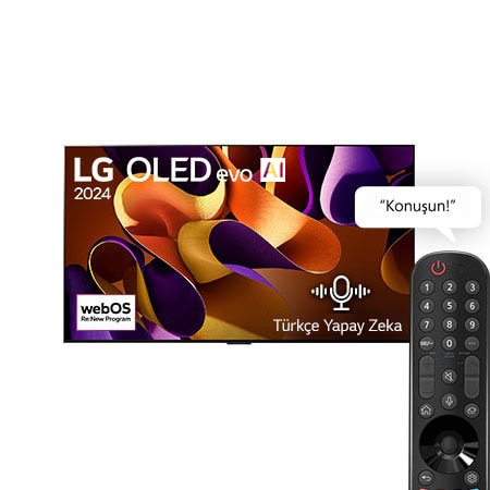 Önden görünümde LG OLED evo G4 TV OLED65G45LW, 'Dünyanın 11 Yıldır 1 Numaralı OLED'i' amblemi, 5 Yıl Panel Garantisi logosu ve altında bir soundbar gösterilmektedir.Önden görünümde LG OLED evo G4 TV OLED65G45LW, 'Dünyanın 11 Yıldır 1 Numaralı OLED'i' amblemi, 5 Yıl Panel Garantisi logosu ve altında bir soundbar gösterilmektedir.