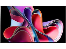 Renkli bir soyut resmi gösteren LG OLED G3. 