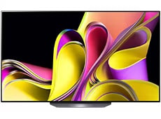 Renkli bir soyut resmi gösteren LG OLED B3. 