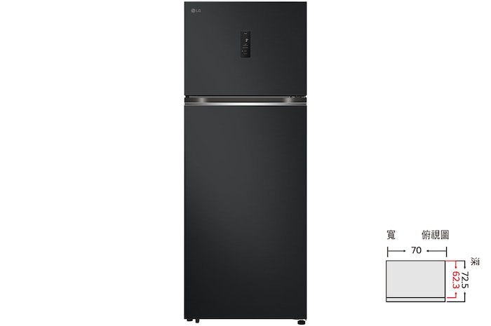 461公升智慧變頻雙門冰箱|夜墨黑, GN-HL460EB 正視圖