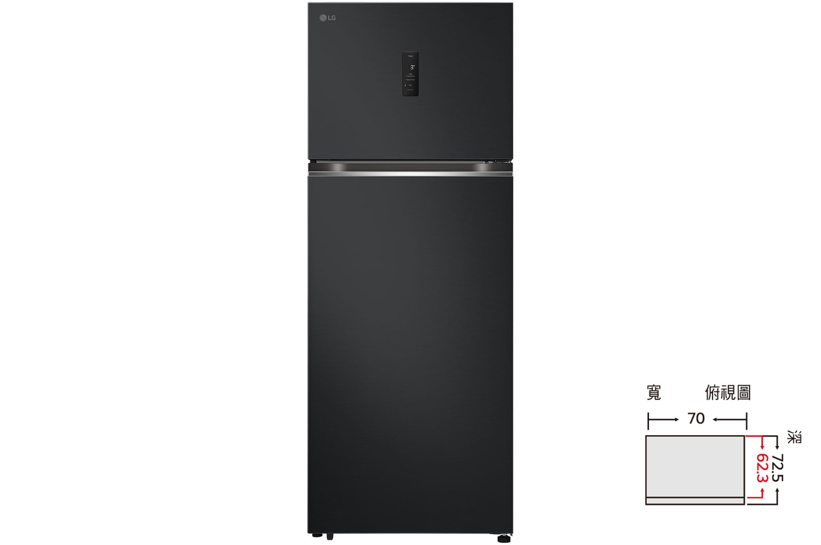 461公升智慧變頻雙門冰箱|夜墨黑, GN-HL460EB 正視圖