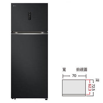 461公升智慧變頻雙門冰箱|夜墨黑, GN-HL460EB 正視圖