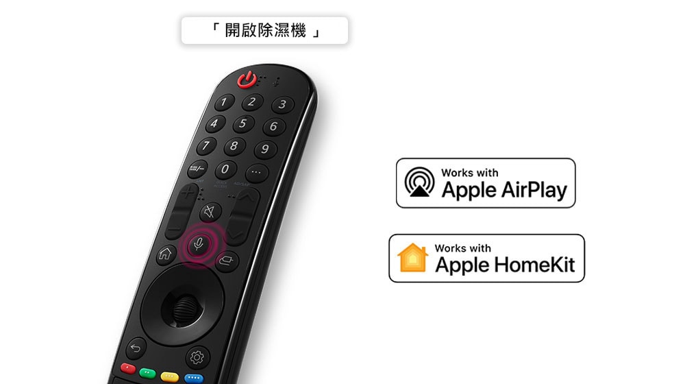 帶語音泡泡的遙控器,上面寫著「找到風景圖片」。圖為附屬 OTT 服務的標誌。