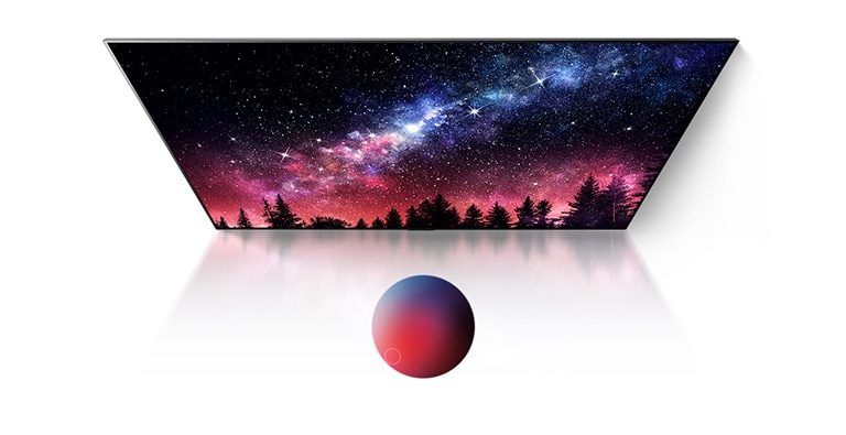 顯示銀河系、藍天和高品質的彩色塵爆的電視畫面(播放影片)