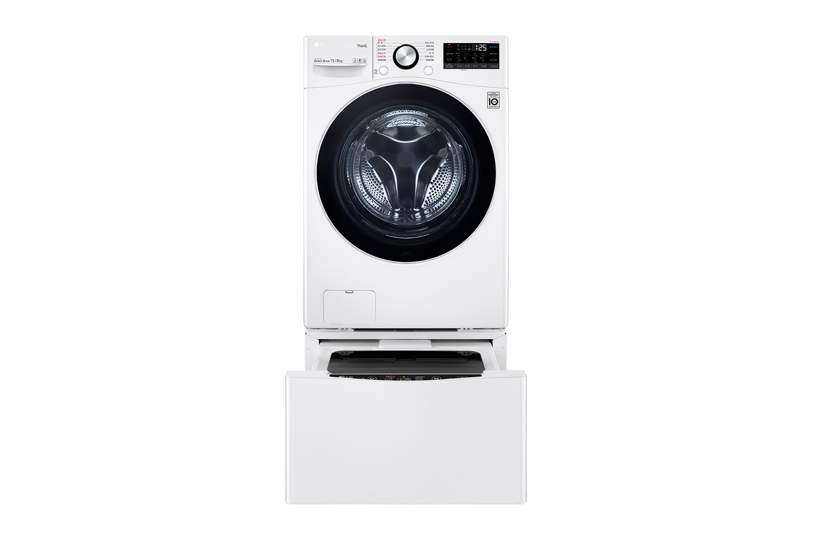 LG TWINWash™ 雙能洗  (蒸洗脫烘)｜15公斤+2公斤洗衣容量 (冰瓷白), TW15DPT.200AHW