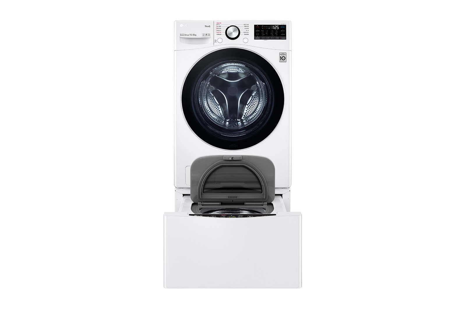 LG TWINWash™ 雙能洗  (蒸洗脫烘)｜15公斤+2公斤洗衣容量 (冰瓷白), TW15DPT.200AHW