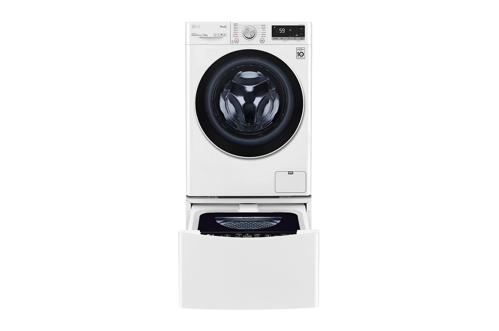 LG TWINWash™ 雙能洗 (蒸洗脫)｜13公斤+2公斤洗衣容量 (冰瓷白), TW13CPT