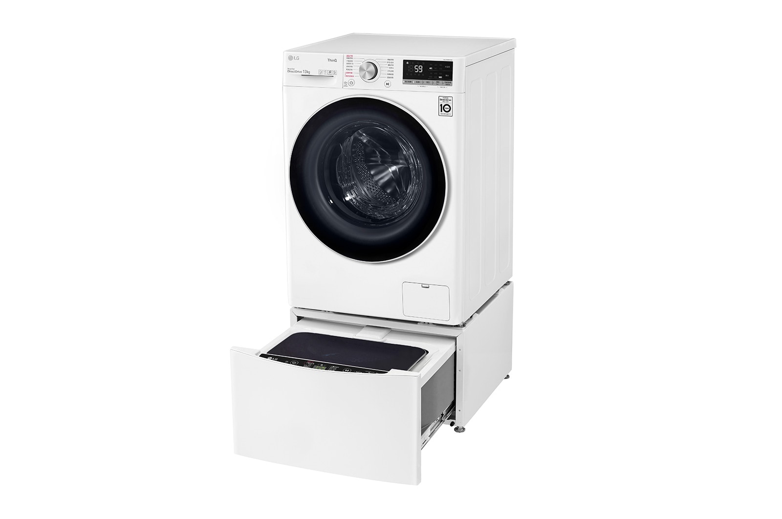 LG TWINWash™ 雙能洗 (蒸洗脫)｜13公斤+2公斤洗衣容量 (冰瓷白), TW13CPT