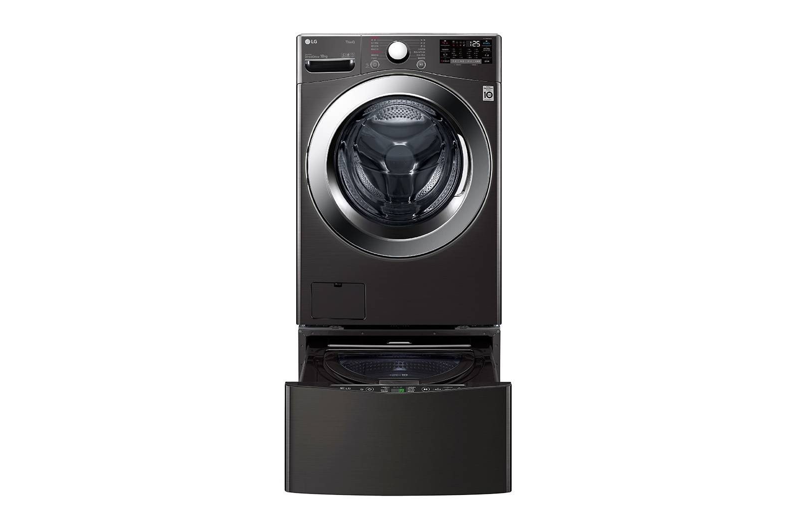 LG TWINWash™ 雙能洗 (蒸洗脫)｜18公斤+2公斤洗衣容量 (尊爵黑), TW18ZPT