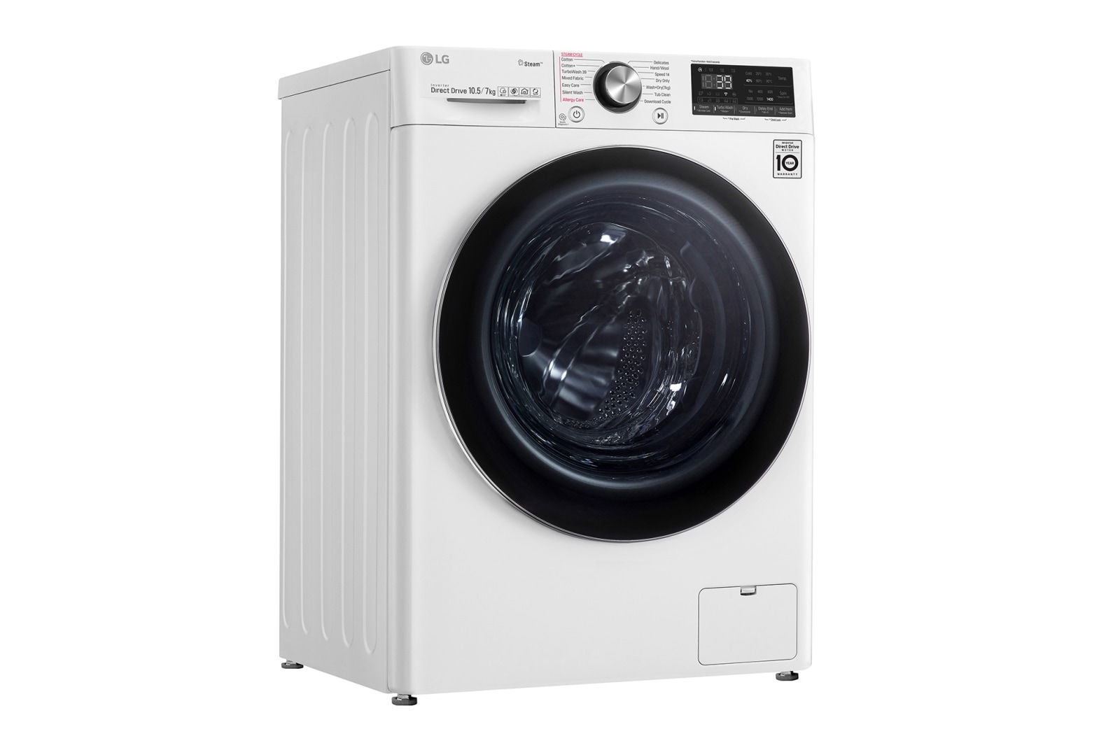 LG 蒸氣滾筒洗衣機 / 冰磁白 / 蒸洗脫10.5公斤 烘7公斤, WD-S105VDW