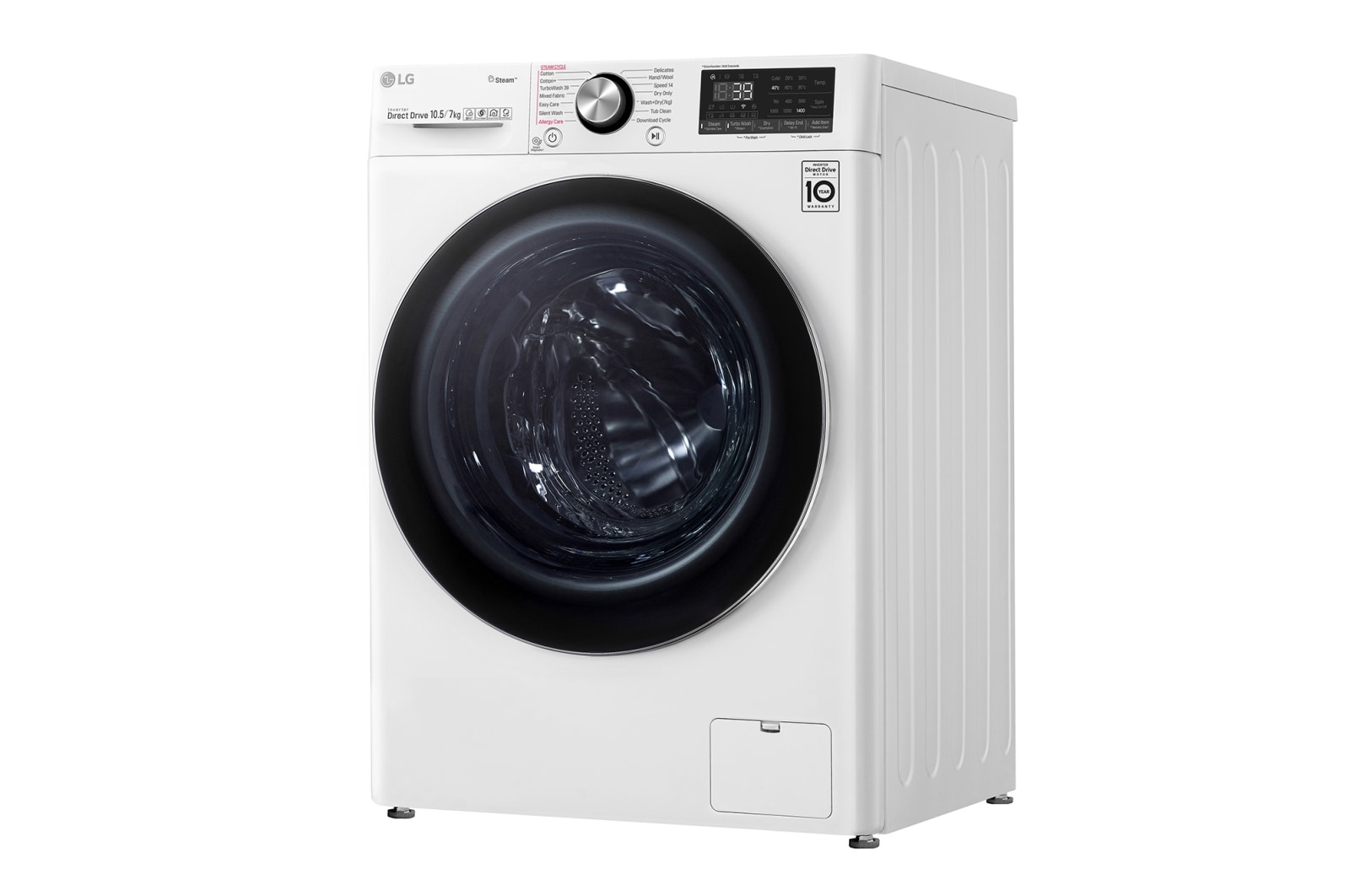 LG 蒸氣滾筒洗衣機 / 冰磁白 / 蒸洗脫10.5公斤 烘7公斤, WD-S105VDW