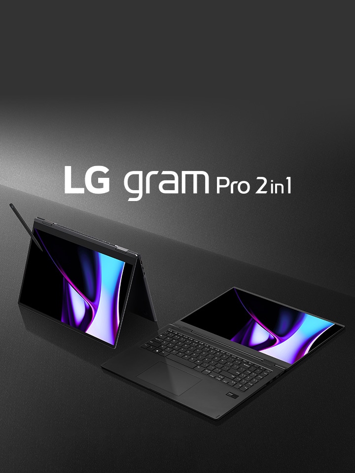 LG gram Pro 2-in-1 場景帳篷模式與平面模式。