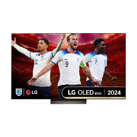 Front view of LG OLED evo OLED65C44LA TV with world’s number 1 OLED TV for 11 years emblem written in gold