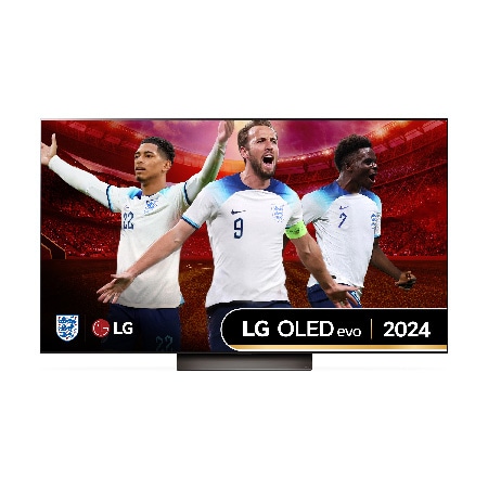 Front view of LG OLED evo OLED55C45LA TV with world’s number 1 OLED TV for 11 years emblem written in gold