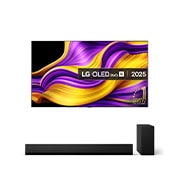 Front view of LG OLED evo AI G5 4K Smart TV. 12 Years of world number 1 OLED emblem and LG OLED evo AI 2025 logo are on the screen.