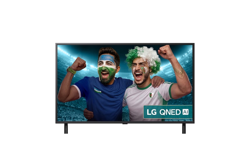 Front view of 43 inch LG QNED AI QNED80 4K Smart TV 2025 43QNED80A6A