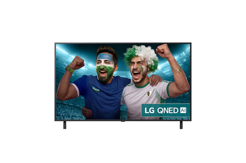 Front view of 55 inch LG QNED AI QNED80 4K Smart TV 2025 55QNED80A6A