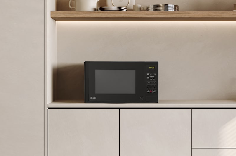 MH6042D Grill Microwave Sitting on Beige Countertop and Neutral