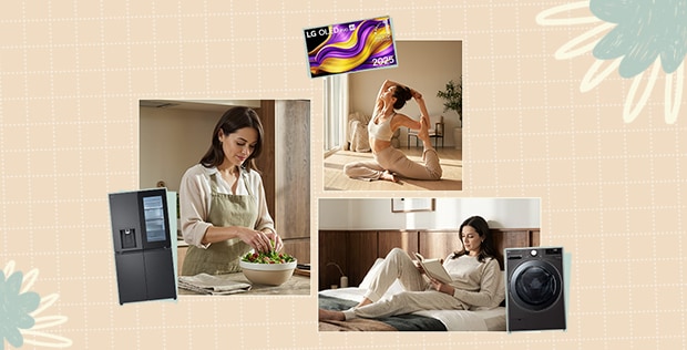 Image featuring a person and LG home appliances
