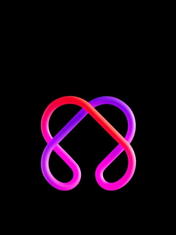 A curved pink and purple symbol representing LG AI technology is displayed at the center, with a soft glowing effect.