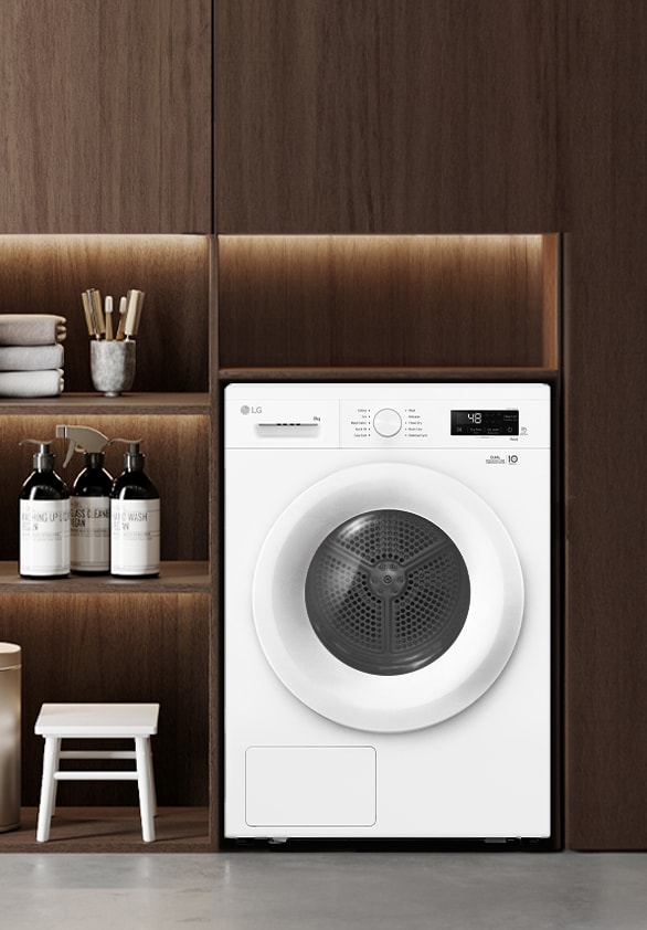 LG dryer in the living room.