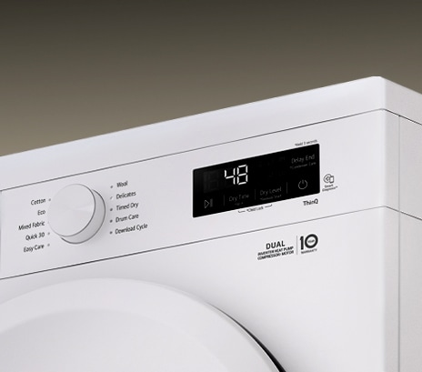 Enlarged image of the dryer dial and panel