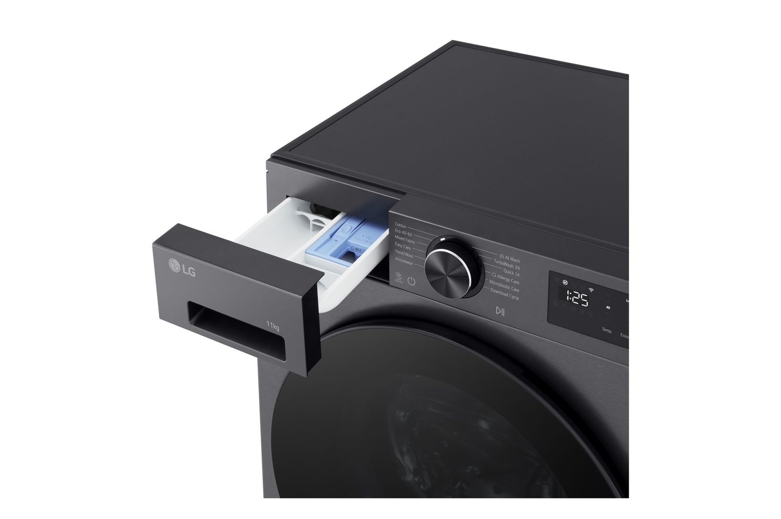 Detailed view of the detergent drawer