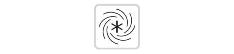 The icon is rotating toward the center, indicating rapid and powerful airflow.