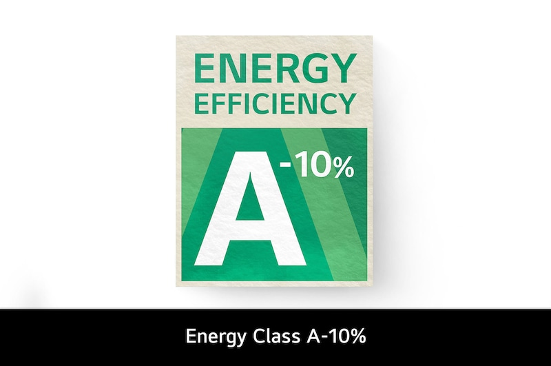The official Energy Efficiency label for the LG F2A509GBLN1 washing machine, showing its highly efficient A-10% rating.