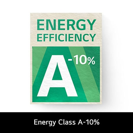 The official Energy Efficiency label for the LG F2A509GBLN1 washing machine, showing its highly efficient A-10% rating.